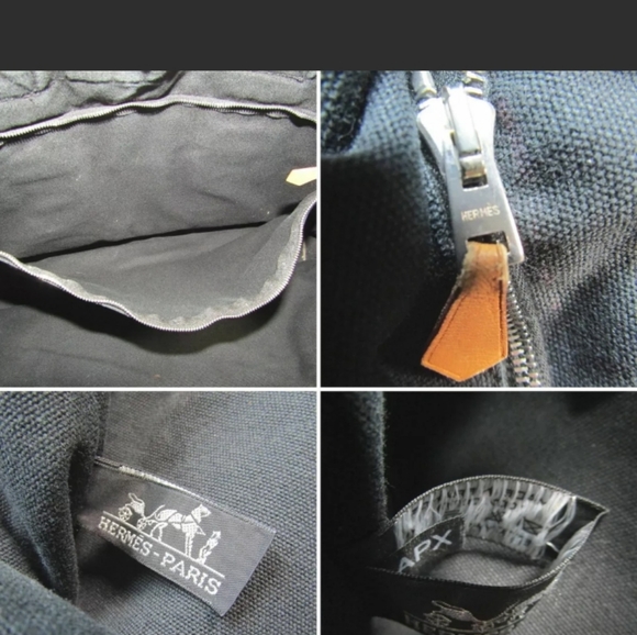 Hermes Fourre-Tout MM Black Canvas Bag "Authentic" Purple Stripe - Picture 11 of 14
